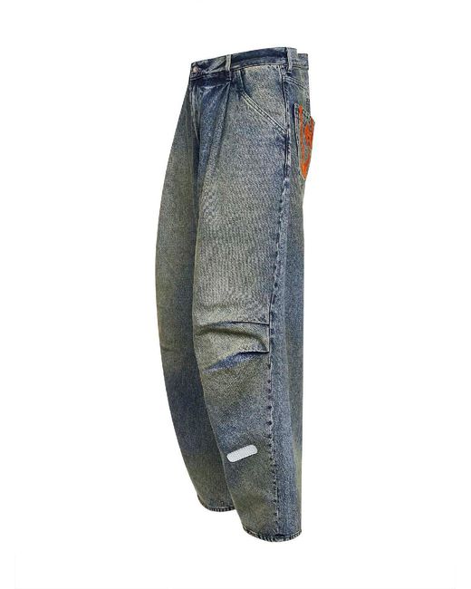 PDF Blue Dirty-Effect Cotton Denim Fat Angelo Jeans for men