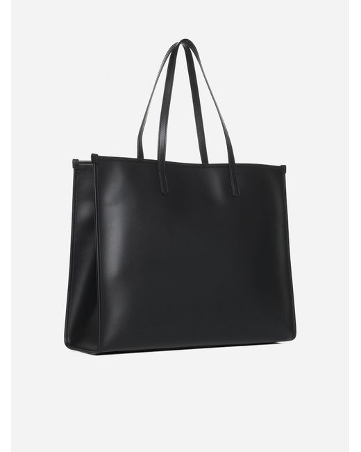 Dolce & Gabbana Black Tote Bag With Tonal Logo Detail In Leather Blend Man for men
