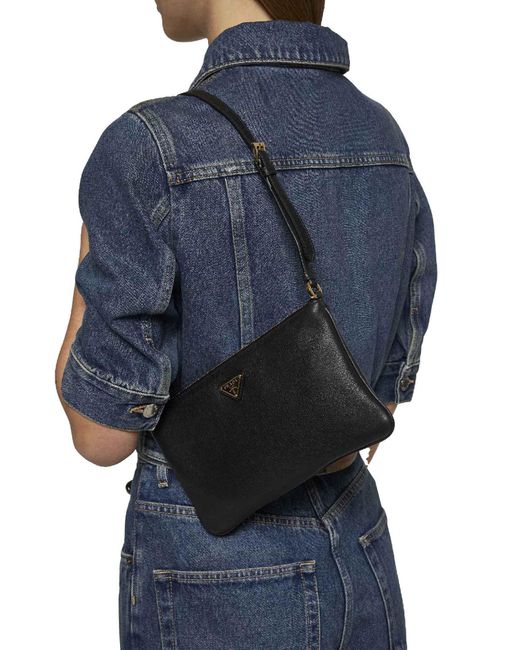 Prada Black Leather Shoulder Bag