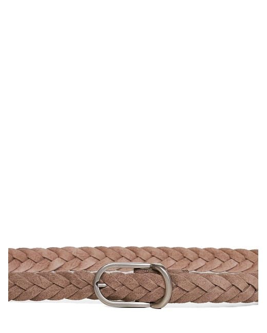 Brunello Cucinelli White Light Suede Woven Belt for men