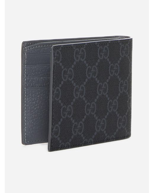 Gucci Gray GG Fabric And Leather Bifold Wallet for men