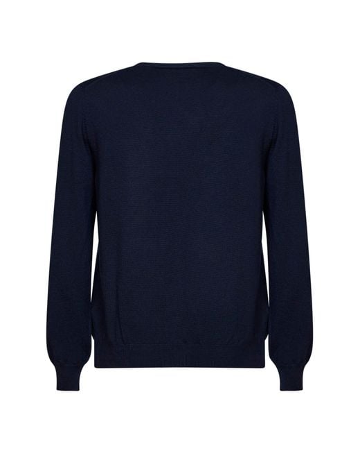 D 40 Blue Virgin Wool Knit V-Neck Cardigan<Br for men