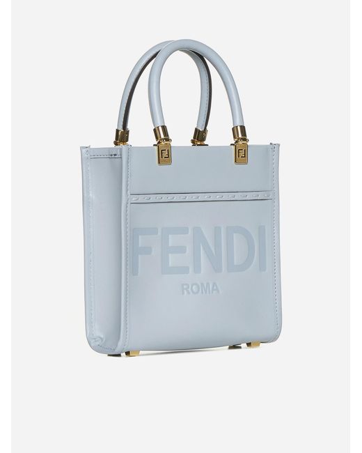 Fendi Blue Sunshine Leather Mini Tote Bag