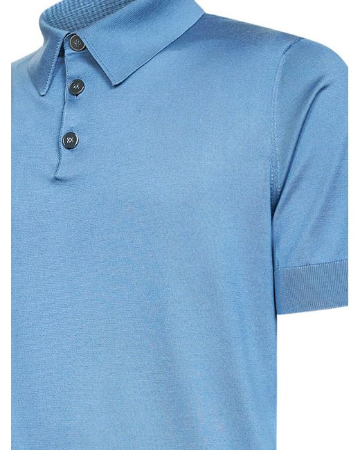 Dolce & Gabbana Blue Light Silk Knit Polo Shirt for men