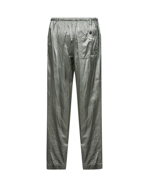 Dries Van Noten Gray Mint Viscose And Cotton Straight-Leg Trousers for men