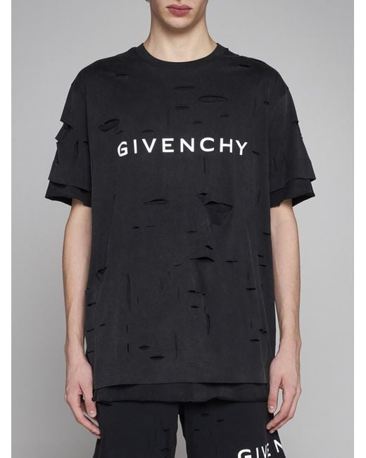 Givenchy 2 Layers Logo Cotton T-shirt in Black for Men | Lyst