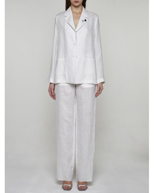 Lardini White Lame' Wool Suit