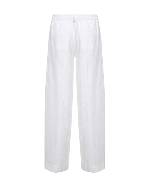 Brunello Cucinelli White Organza Sartorial Track Trousers With Monili