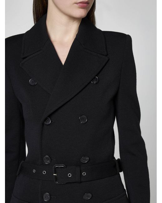 Saint Laurent Black Wool-blend Double-breasted Jacket