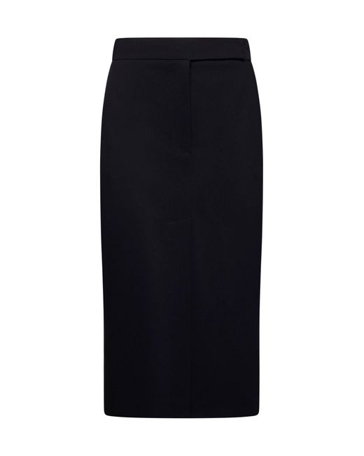 Blanca Vita Black Gabardine Midi Pencil Skirt