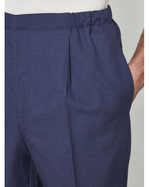 Fendi Blue Wool Trousers for men