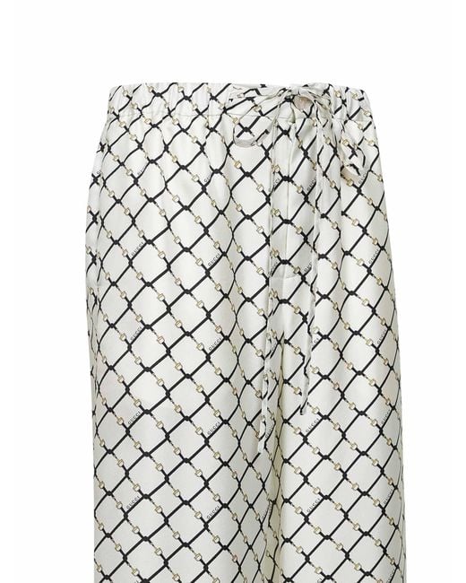 Gucci White Printed Silk Twill Drawstring Trousers
