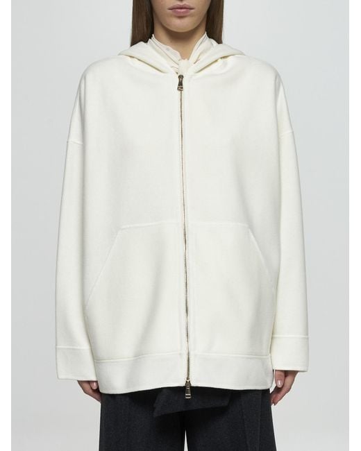 Max Mara White Saio Wool-blend Zip-up Hoodie