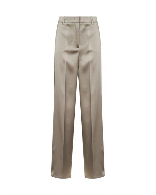 Blanca Vita Gray Chalk Satin Pisa Straight Trousers