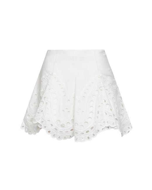 Charo Ruiz White Embroidered Cotton Blend Sail Mini Skirt