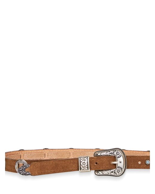 Golden Goose Deluxe Brand White Light Nubuck Thin Lace Belt With Inlays for men