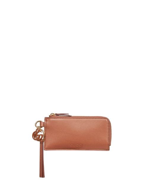 Gucci Brown Card Case With Double G Charm
