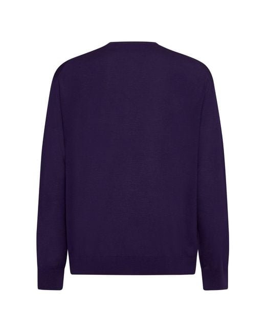 D 40 Blue Virgin Wool Crewneck Sweater for men