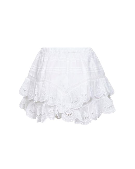 Isabel Marant White Cotton And Lace Jocadia Shorts