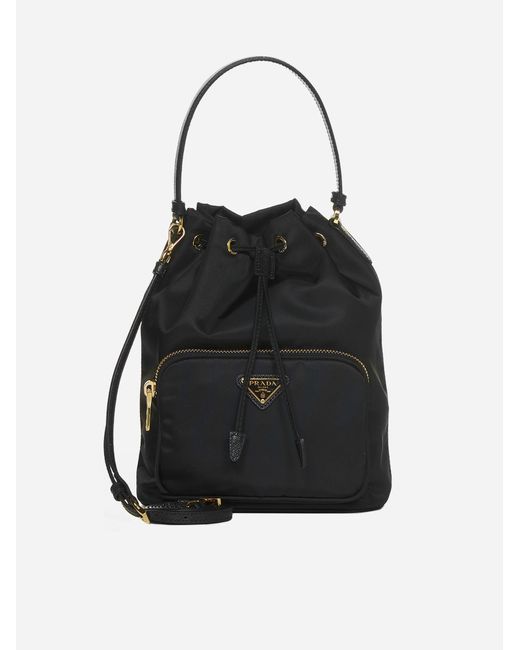 Prada Synthetic Duet Renylon Bucket Bag in Black Lyst