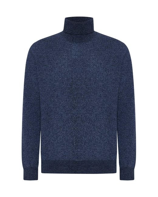 D 40 Blue Turtleneck Wool Sweater for men