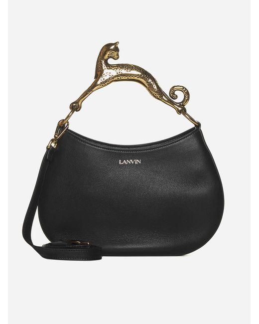 Lanvin Black Hobo Cat Leather Bag