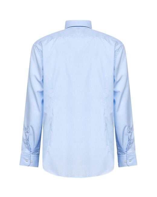 Etro Blue Cotton Button-Down Logo Shirt for men
