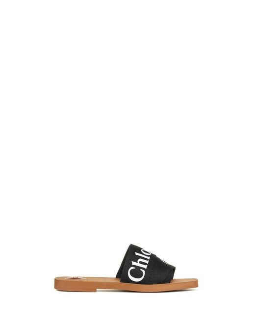 Chloé Multicolor Chloé Woody Linen Flat Sandals