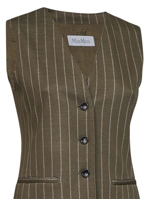 Max Mara Green Khaki Pinstriped Jersey Mxmriccio Vest