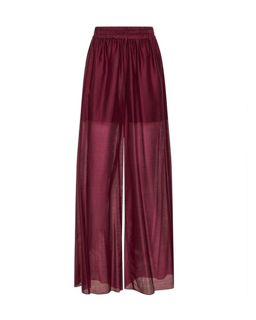 Blanca Vita Purple Burgundy Voile Prizzi Wide-Leg Trousers