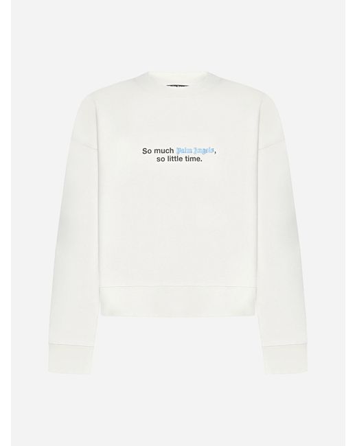 Palm Angels White Hippie Cotton Sweatshirt for men