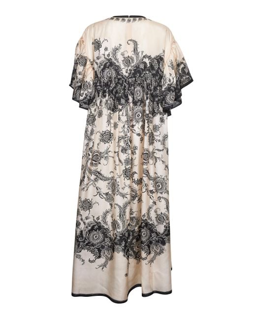 Zimmermann Multicolor Cream Floral Habotai Silk Rhiannon Maxi Dress