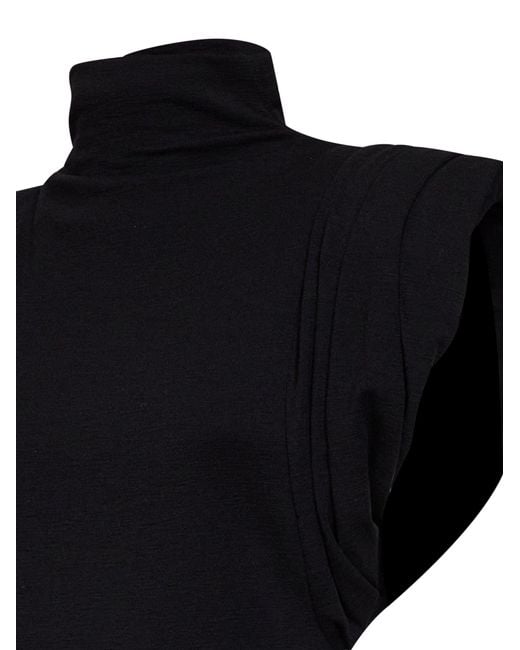 Mugler Black Jersey Draped Sleeveless Top