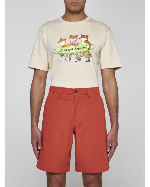 Maison Kitsuné Orange Cotton Shorts for men