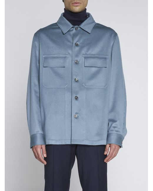 ZEGNA Oasi Cashmere Overshirt in Blue for Men | Lyst