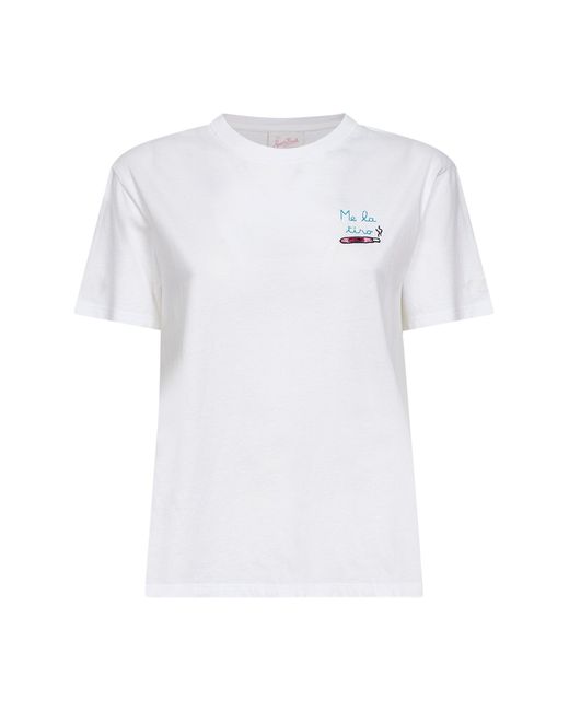 Mc2 Saint Barth White Cotton Jersey Emilie Embroidered T-Shirt