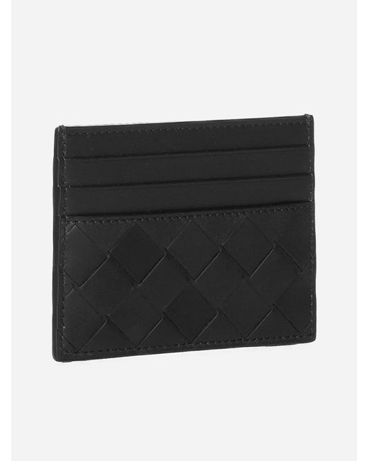 Bottega Veneta Black Intrecciato Leather Card Holder for men
