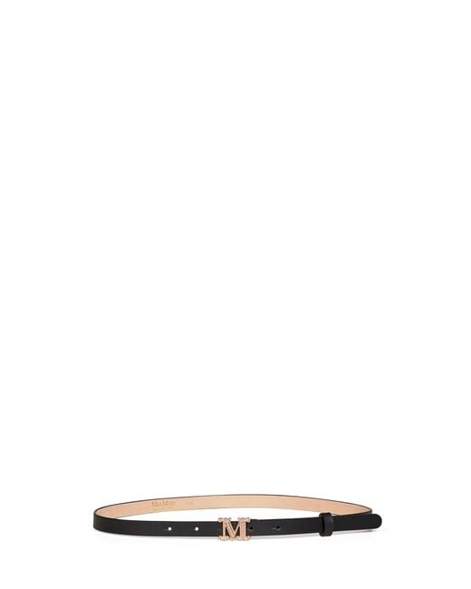 Max Mara White Leather Mgraziata Monogram Belt