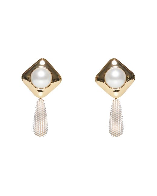 Self-Portrait Multicolor Self Portrait Pearl Crystal Bar Earrings