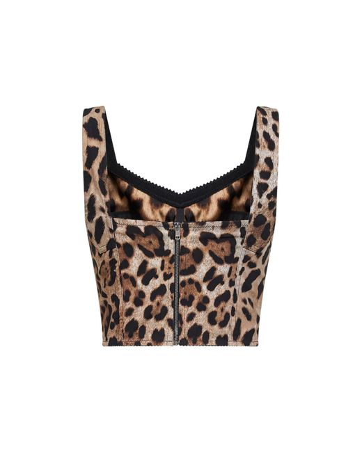 Dolce & Gabbana Black Leopard Print Bustier Top
