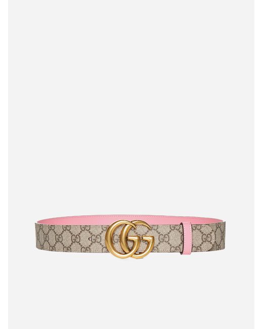 Gucci Pink GG Marmont Reversible Canvas And Leather Belt