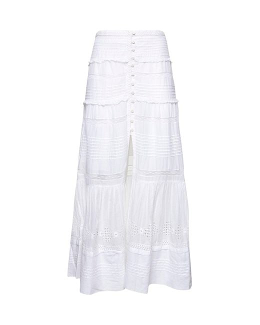 Isabel Marant White Cotton Voile Dusta Long Skirt
