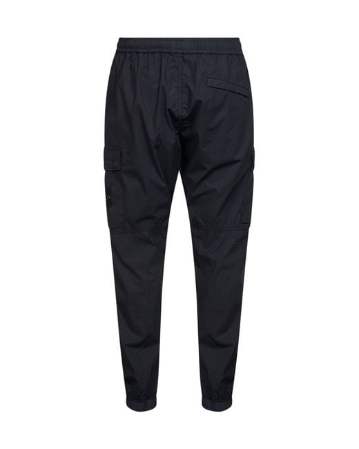Stone Island Blue "Parachute" Canvas Cargo Trousers for men