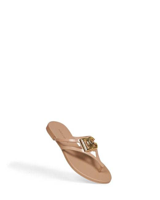Dolce & Gabbana Multicolor Powder Rubber Logo Thong Sandals