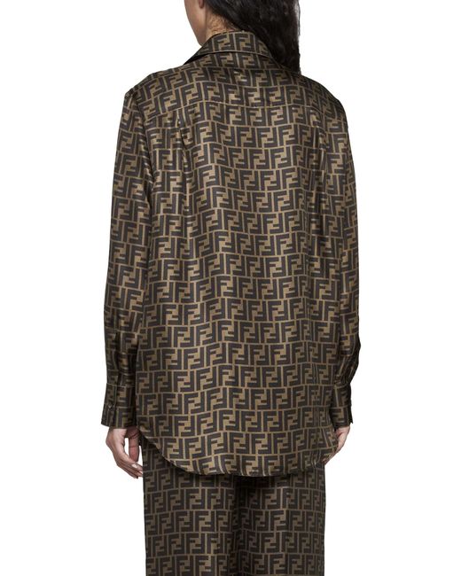 Fendi Brown Ff Silk Shirt