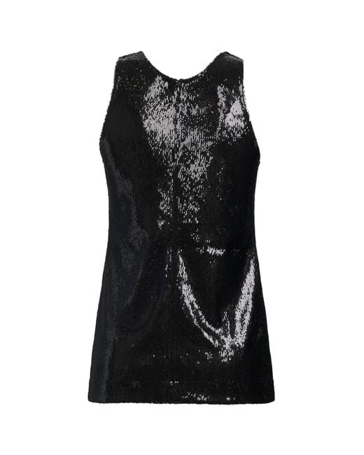 Totême Black Sequin Curved Tank Top