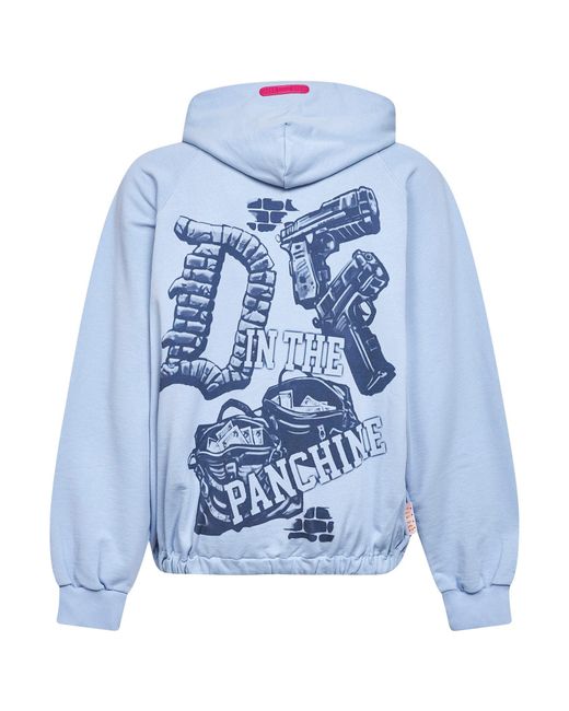 PDF Blue Printed Cotton A Zip-Up Hoodie for men