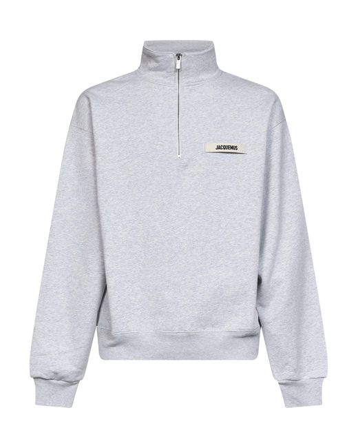 Jacquemus Gray The Gros Grain Zipped-Rollneck Sweatshirt for men