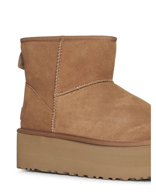 Ugg Brown Mini Classic Platform Suede Ankle Boots