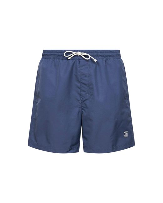 Brunello Cucinelli Blue Denim Nylon Swim Shorts for men